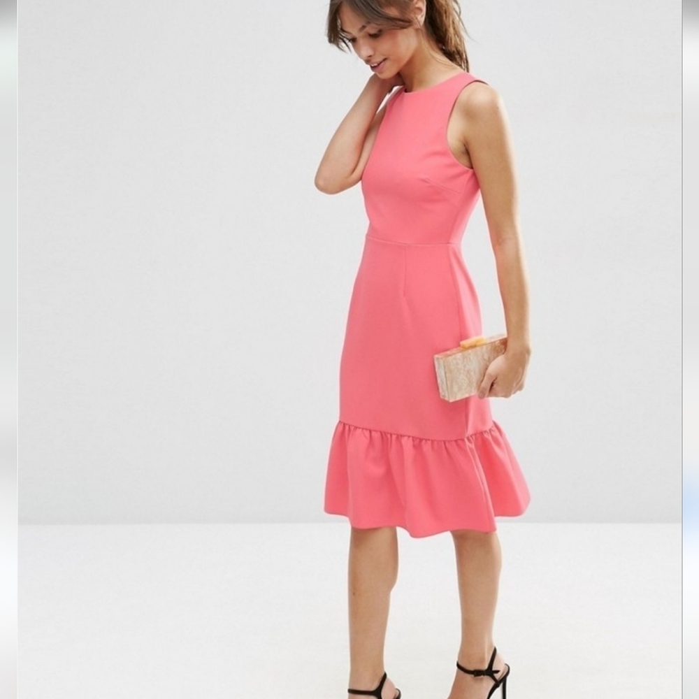 ASOS Ruffle Hem Midi Dress - Picture 3 of 8